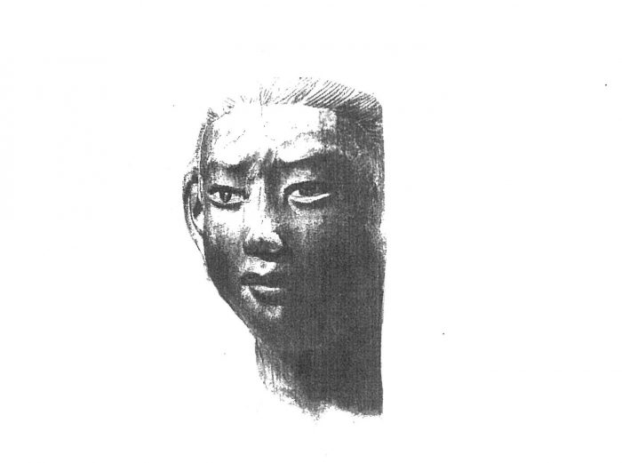 阿修羅像顔（鉛筆画）