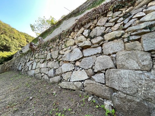 Picture 1: Stone wall by the main gate of the Kaminoseki Ochaya. (Author photograph.)